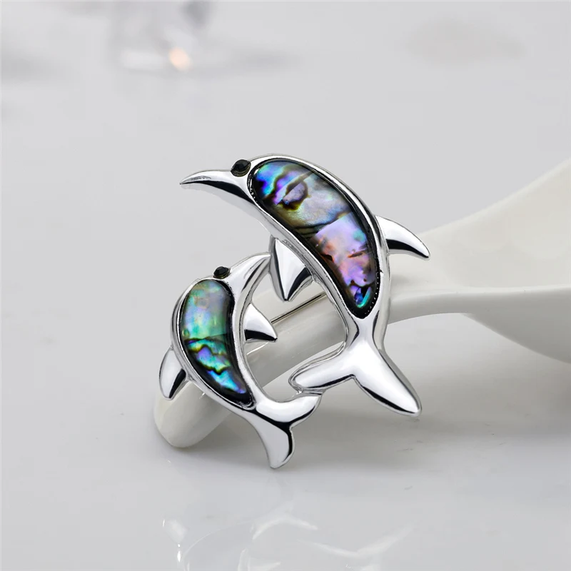 Брошь в виде ракушек Abalone брошь с кристаллами двойных дельфинов изображением