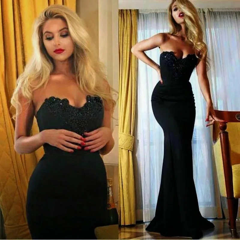 Vestido Де Феста Длинные Черный Милая Русалка Сексуальные Платья Выпускного Вечера