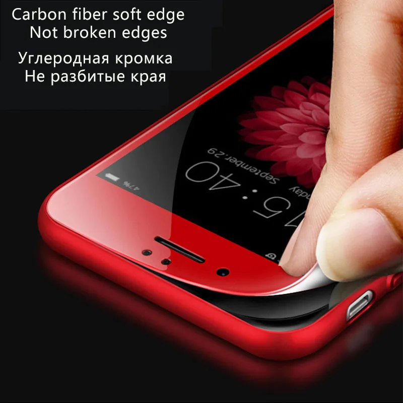 #001 Защита экрана для iPhone 7 стекло 3D 9H твердое закаленное 0 2 мм углеродное волокно