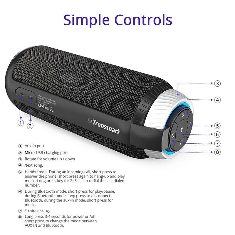 Tronsmart Element T6, Bluetooth 4,1, Портативная колонка, беспроводной саундбар, аудио приемник, мини-динамик s AUX для IOS, Android, Xiaomi