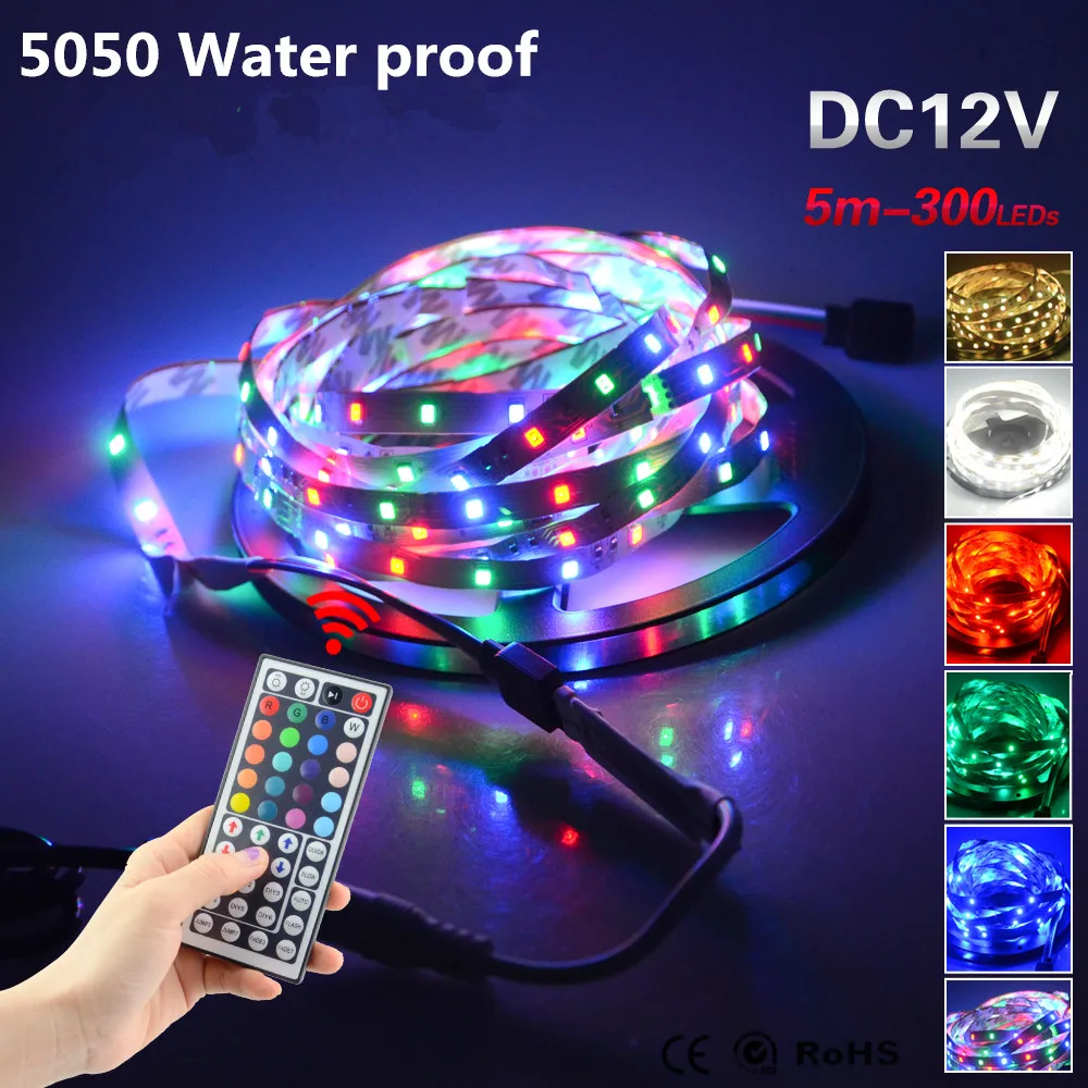 5М RGB светодиодная лента водонепроницаемый 5050 СМД 60Led / M 300 светод. строка ленты IP65