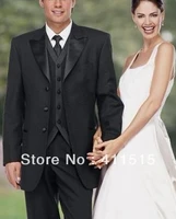 free shippingblack groom wear tuxedos peak lapel groomsmen men wedding suitscustom suittuxedo men dressmen suit wedding