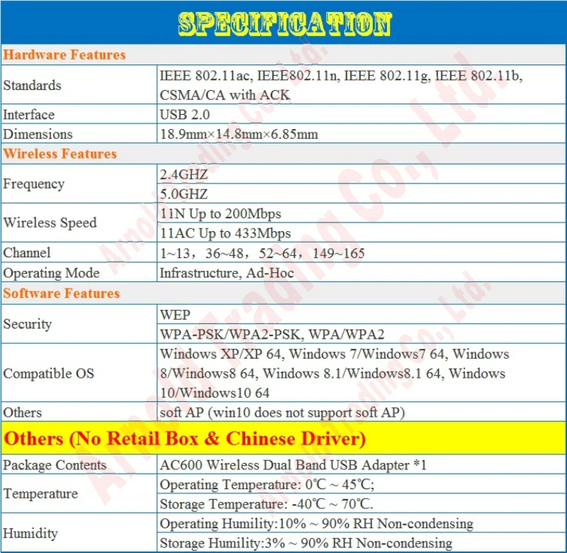 Chineseпрошивка Wifi адаптер AC650Mbps двухдиапазонный 2 4 ГГц 200 м 5 433 USB 802.11ac ethernet Сетевая