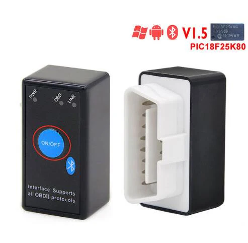 ELM327 V1.5 чип PIC18F25K80 Bluetooth выключатель питания 16 контактов 12 В OBDII считыватель кодов