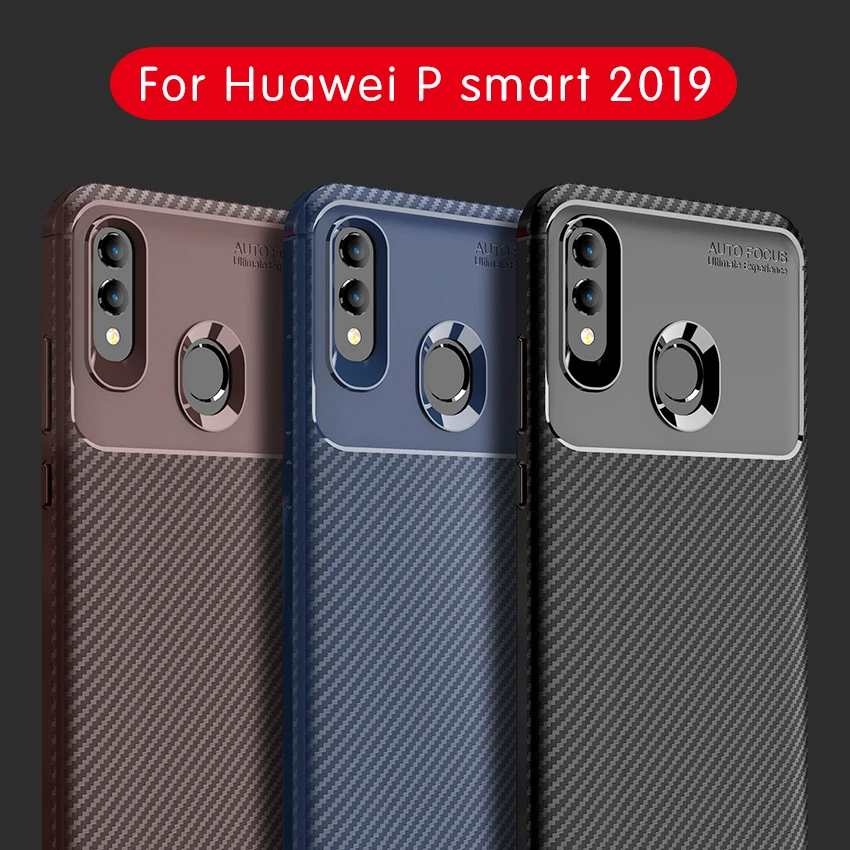 Чехлы для телефонов из углеродного волокна Huawei P Smart 2019 мягкий силиконовый