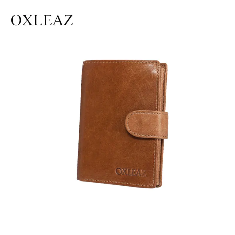 OXLEAZ винтажные короткие RFID Crazy Horse мужские из натуральной кожи кошельки Hasp