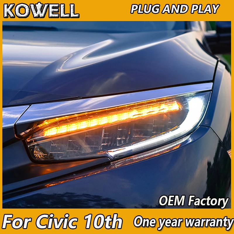 KOWELL автомобильный Стайлинг для Honda Civic 10th 2016 полный светодиодный головной
