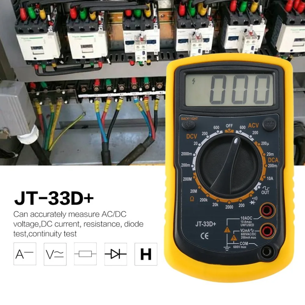 JTW JT-33D Портативный Подсветка ЖК-дисплей цифровой мультиметр AC/DC Вольтметр