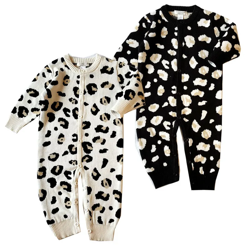 

Newborn Baby Girls&Boys Rompers Baby Winter Girl Clothing Single-breasted Leopard Print Rompers Fashion Jumpsuit Playsuit Fall