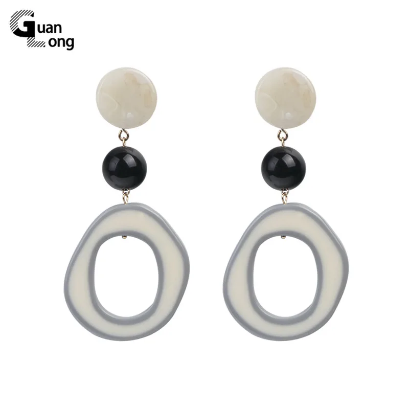 Длинные большие висячие серьги из акриловой смолы для женщин геометрические