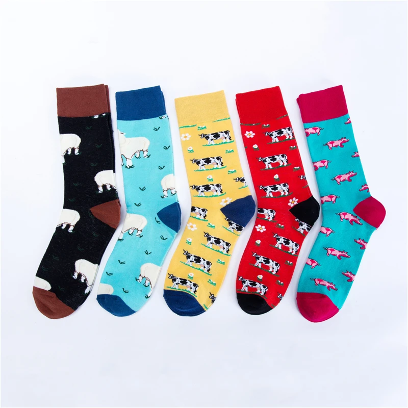 Okoufen Happy Farm повседневные хлопковые мужские носки Harajuku уличные хип хоп Смешные