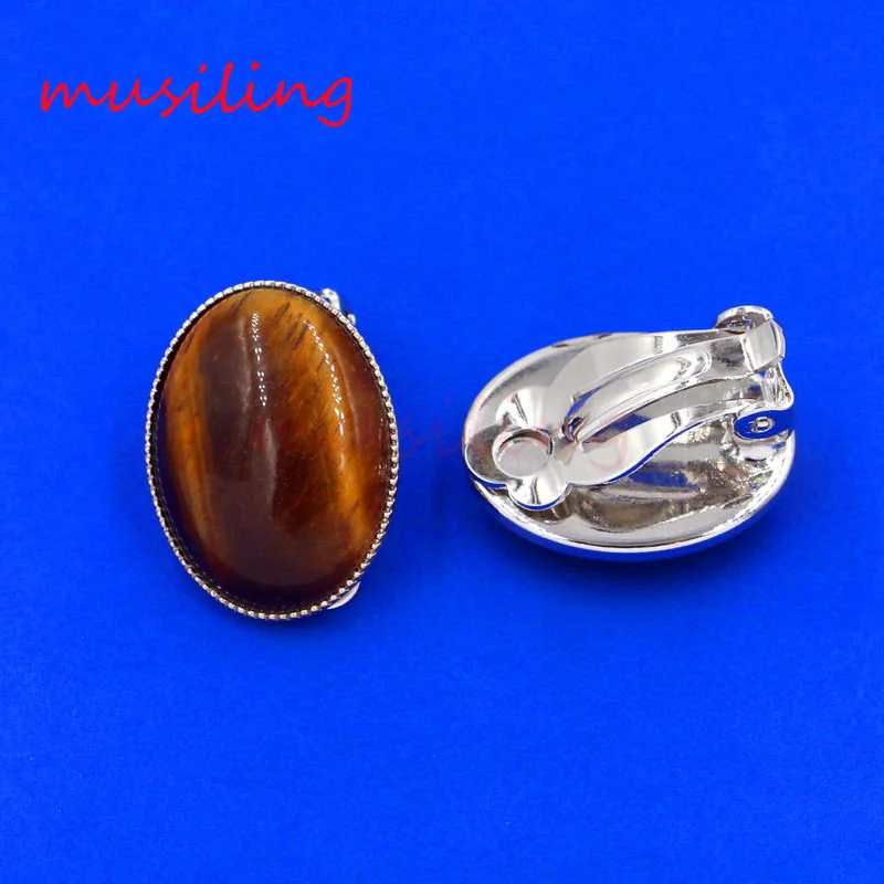 Овальные серьги-клипсы musiling кристалл кварц тигерит и т. Д. аксессуары для ушей из