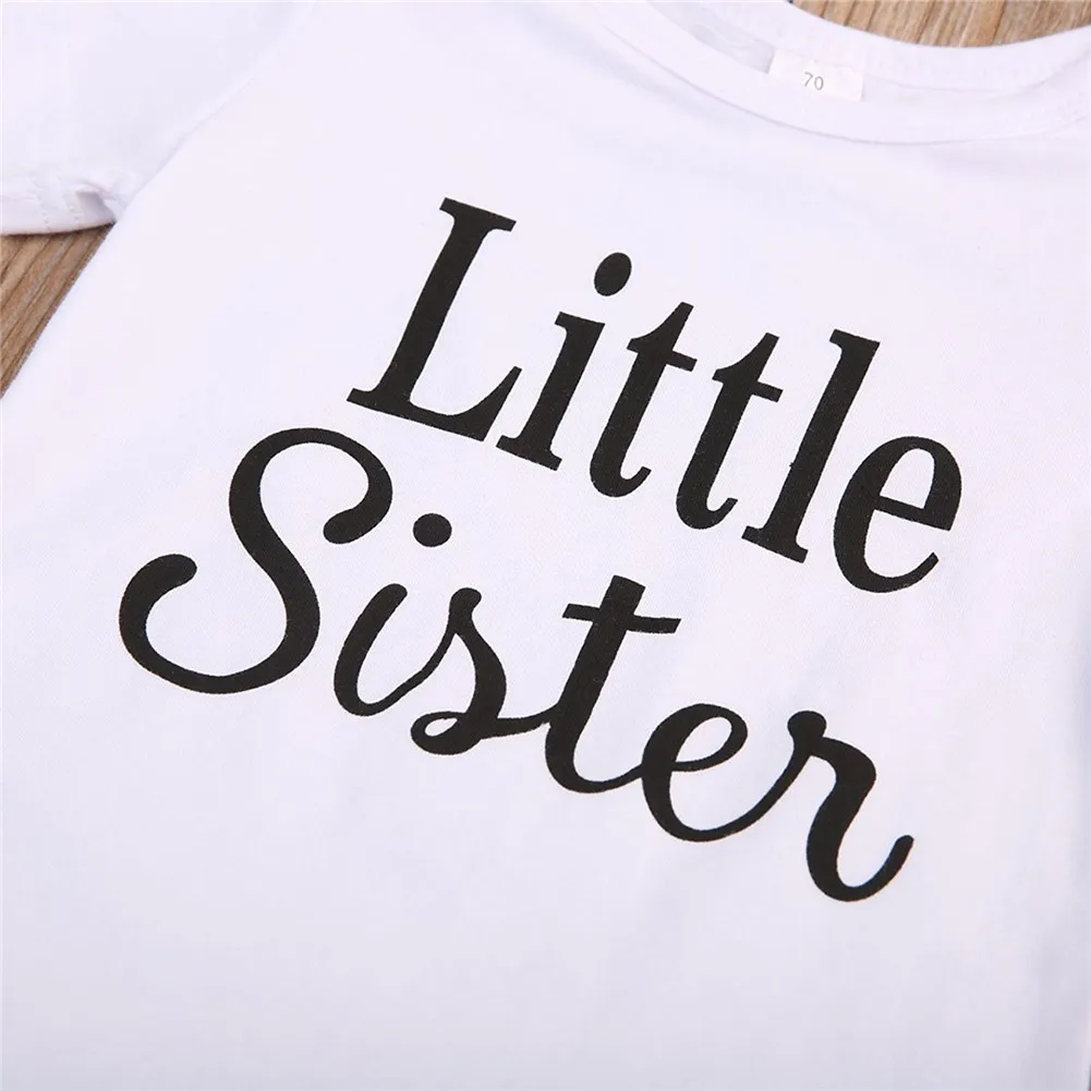 GRNSHTS Одежда для маленьких девочек Little Sister короткий рукав Футболка ползунки +