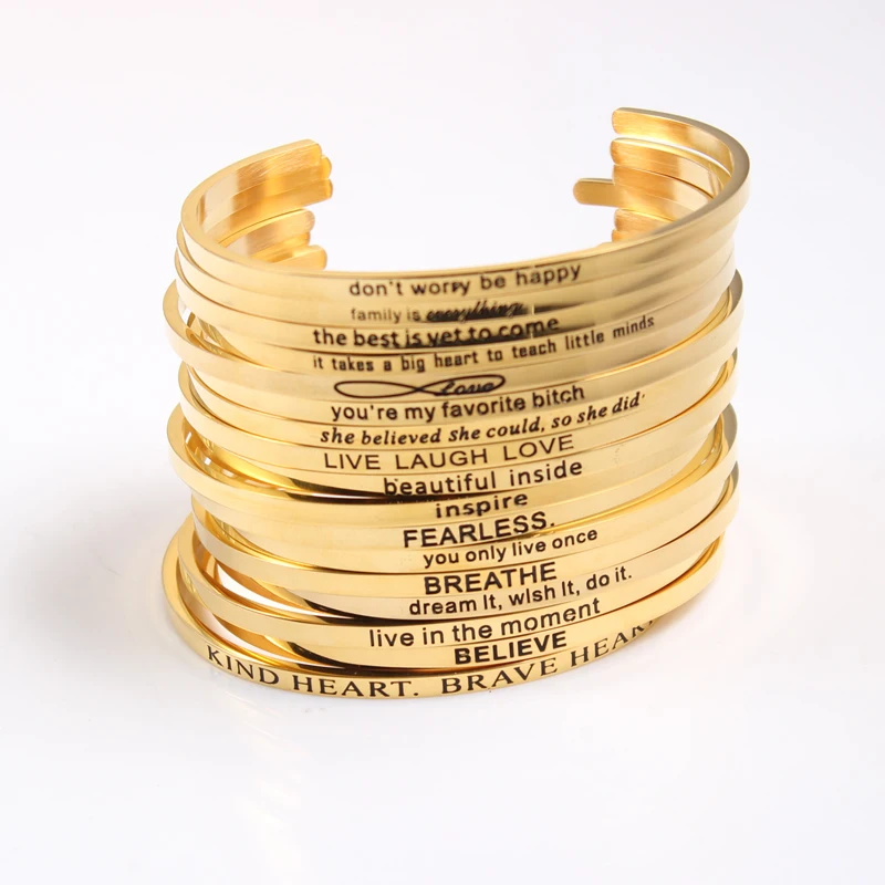 Браслет манжета из нержавеющей стали с гравировкой|open cuff bracelet|cuff braceletsmantra bracelet |