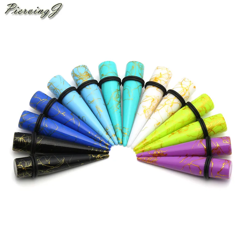 14pcs 12mm Piercingj 14 шт. Ультрафиолетовый акриловый Растяжка комплект с коническим отверстием производства 14G-3/4 набор датчиков уха с коническим отверстием производства с двойной Силиконовое уплотнительное нательное пирсинг-кольцо ювелирные изделия - Окраска металла: 14pcs 12mm