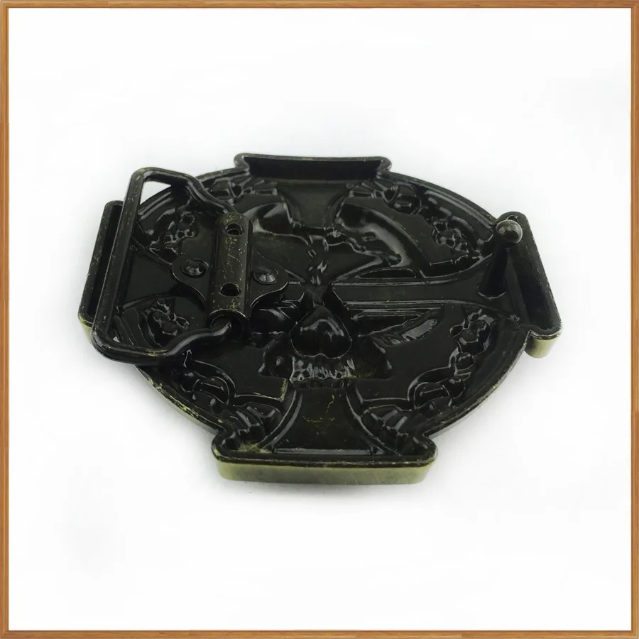 Пряжка для мужского ремня BuckleClub с крестом в виде черепа ковбойская джинсовая