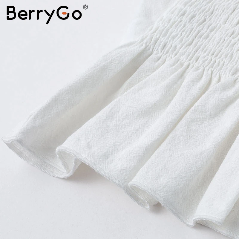 BerryGo сексуальные кружевные женские топы на бретельках с рюшами, белый плиссированный укороченный топ из хлопка, женские летние открытые кружевные топы на бретельках