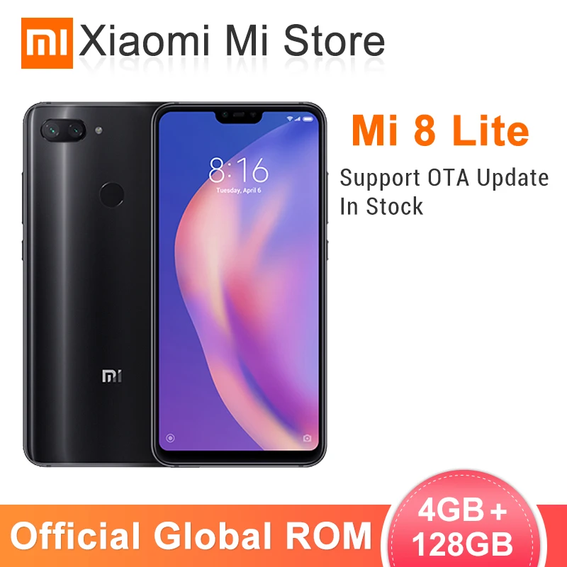 В наличии глобальная ПЗУ Xiaomi Mi 8 Lite 4 Гб ОЗУ 128 Смартфон Snapdragon 660 6 26 &quot2280x1080 FHD + экран