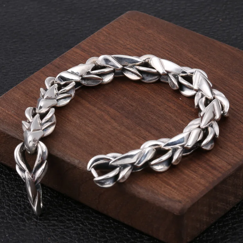 2019 S925 Sterling silver bracelet for men Father's Day Gift Jewelry Heavy Duty Men's Bracelet 20CM Vintage Punk Style charm new |