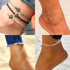 Новые браслеты для ног для женщин, богемные сандалии, Очаровательные летние пляжные браслеты на лодыжку в виде черепахи, сердца, стрелы