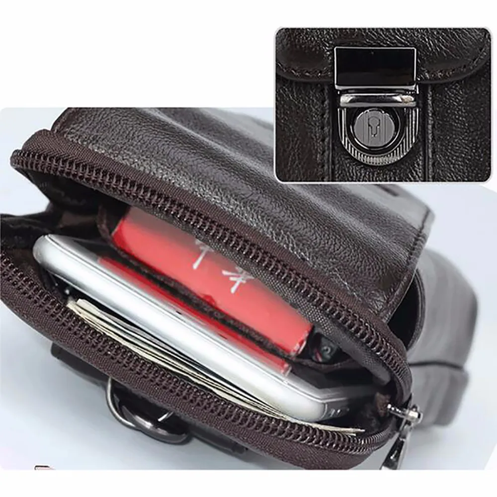 Высокое качество Для мужчин натуральной кожи поясная сумка петля ремень Мужской