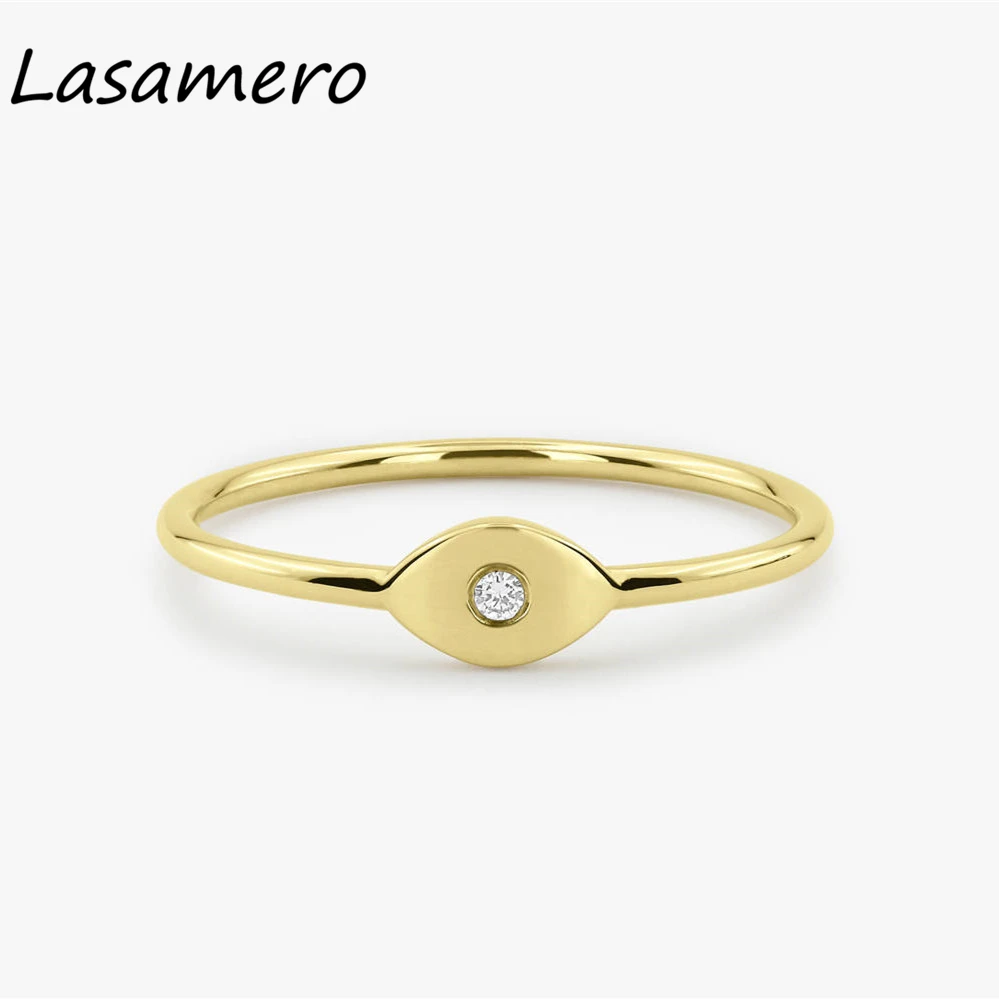 Женское кольцо с натуральным бриллиантом LASAMERO круглой огранкой 0 03ct 14 k Золотое в