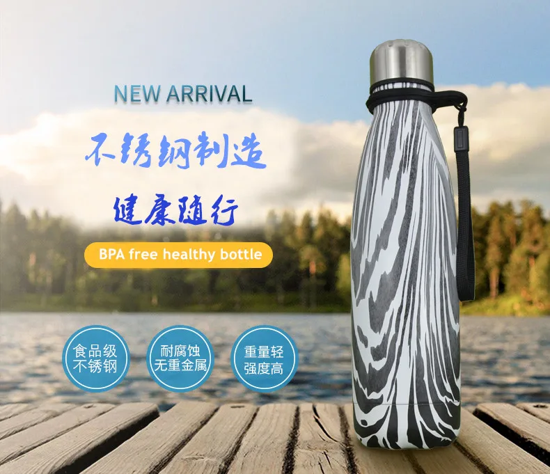 500 мл креативная полосатая бутылка для воды из нержавеющей стали Zebra Healhty bidon Портативный Вакуумный Термос бутылка для напитков моя бутылка