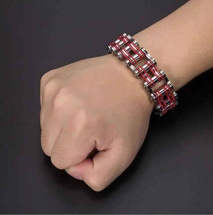 20 мм тяжелый панк рок мужские Красный Велосипед Байкер браслет-цепочка для