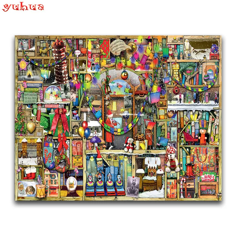 Полный квадратный алмазный вышивка крестом Картинная книжная полка в технике "сделай сам" 3D мозаика цветная круглая.