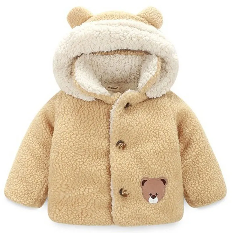 FunnyABC baby winter jacket thick warm hooded boys girls outwear coats camel for 6M to 3 years | Детская одежда и обувь