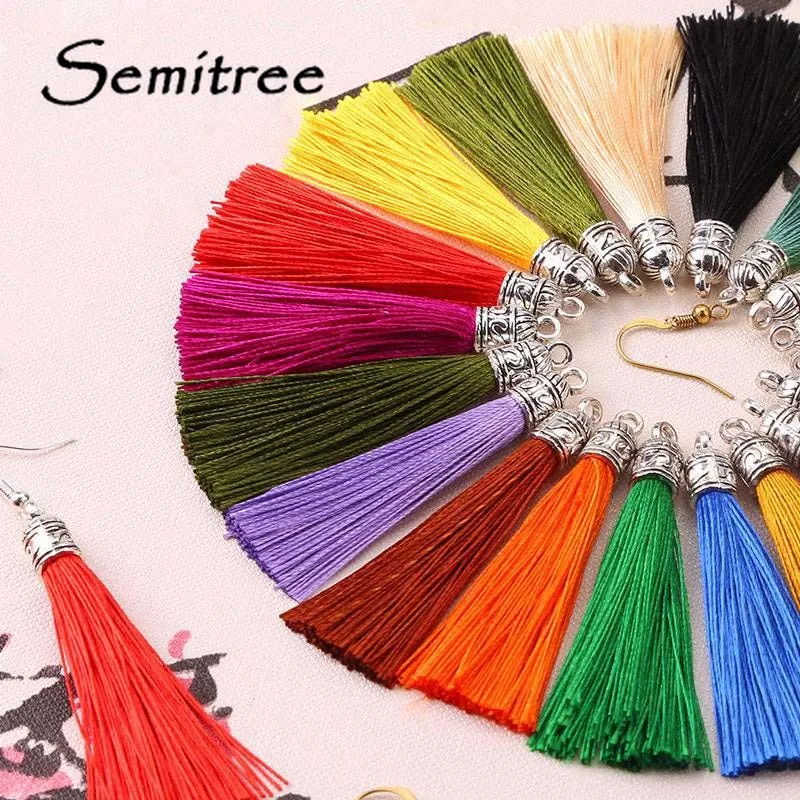 

10Pcs/Lot 6cm Antique Silver End Caps Small Silk Tassels Charms for DIY Garments Bag Earring Jewelry Making Accessories Findings