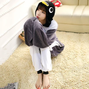 Взрослый Аниме серый пингвин кигуруми, милый костюм для женщин и мужчин, забавные теплые мягкие пижамы с животными, домашняя одежда для девочек