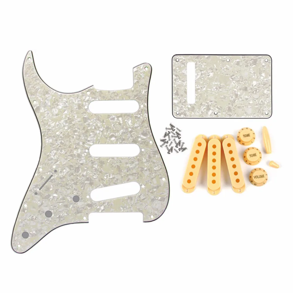 Набор состаренных перламутровых левшей SSS электрогитара Strat Pickguard задняя