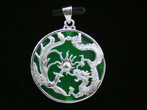 DYY Free Shipping &gt&gthot Selling!Green jade dragon and Phoenix shape pendant necklace beautiful N718 | Украшения и аксессуары