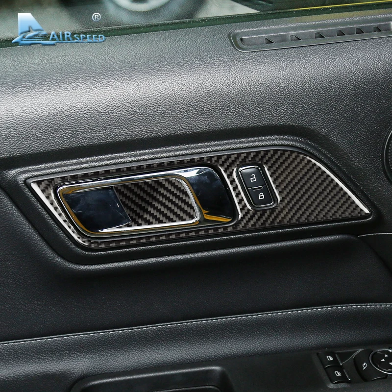 AIRSPEED углеродное волокно внутренняя ручка двери чаши крышки наклейки для Ford Mustang