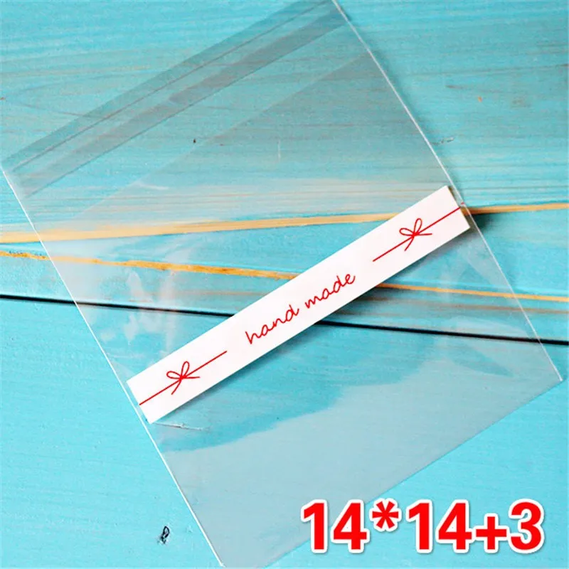 Clear Hand Made LBSISI Life 100 шт 14x14+ 3 см большие пакеты для печенья, самоклеящаяся упаковка, пластиковая упаковка для выпечки, Подарочный пакет для мыла - Цвет: Clear Hand Made