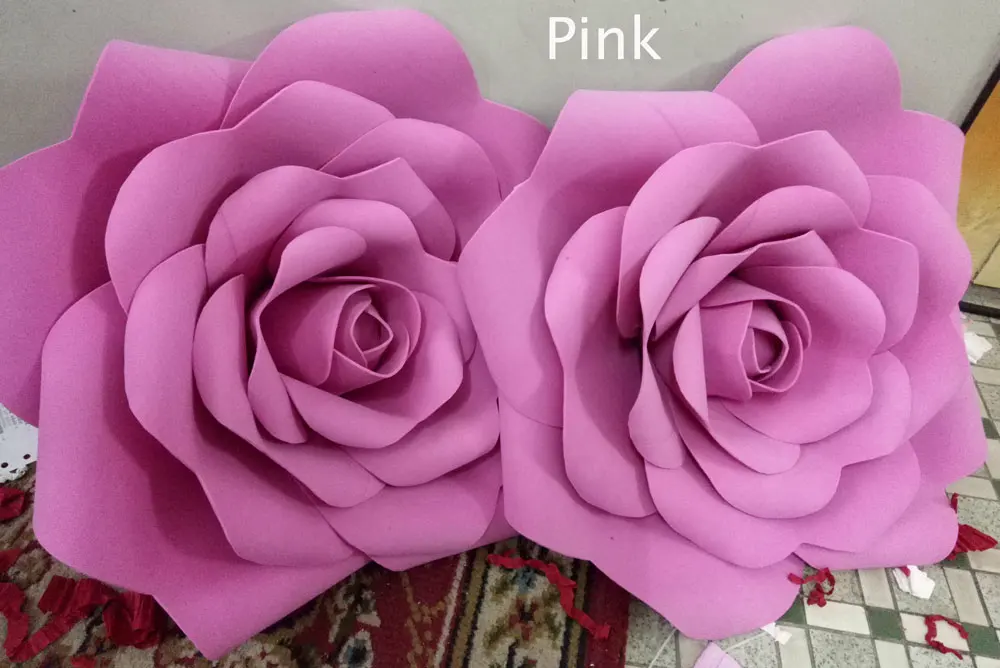 10 см 3D пена цветочное свадебное украшение большие искусственные цветы розовый белый красный ручной работы романтические вечерние бумажные цветы Пена розы - Цвет: Розовый