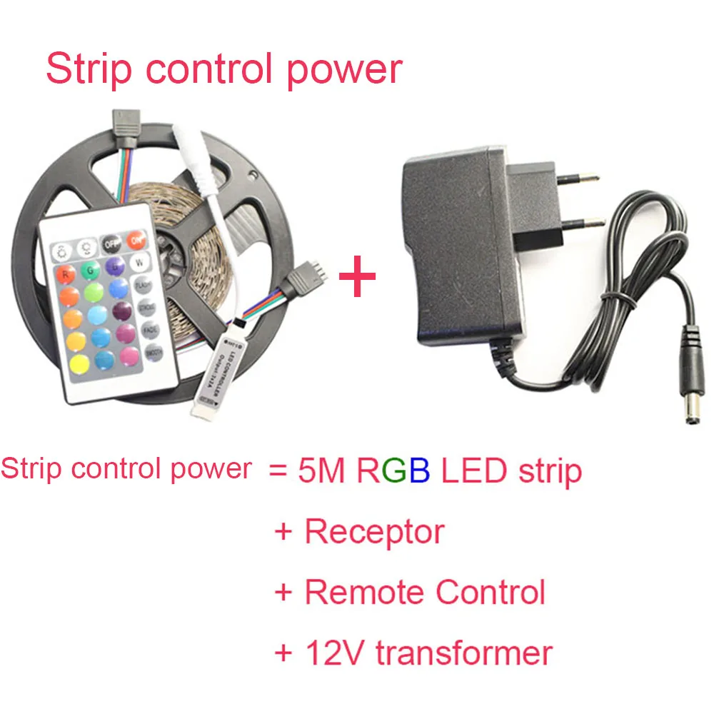 Украшение дома Лампы 24Key RGB СВЕТОДИОДНЫЕ Ленты 5 М 300Led 3528 SMD ИК Пульт 12 В 1A Адаптер