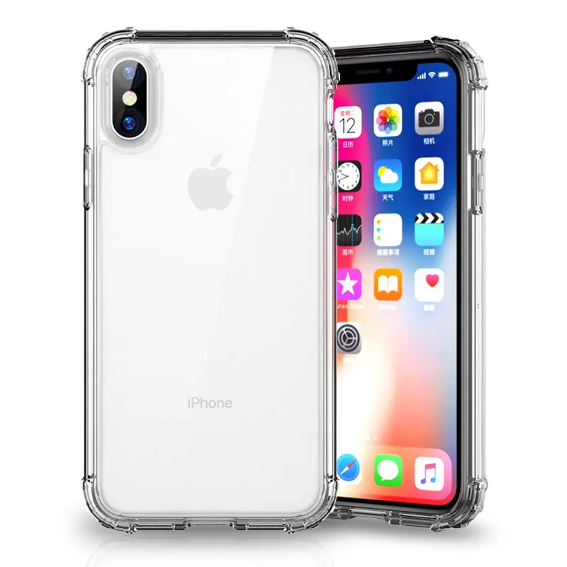 Роскошный противоударный прозрачный силиконовый чехол для iphone X XS SR 7 8 6 мягкий