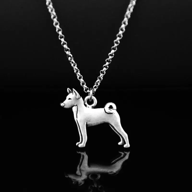 Ретро стиль 3D винтажная подвеска Basenji Dogs Макси длинное ожерелье Аниме собака