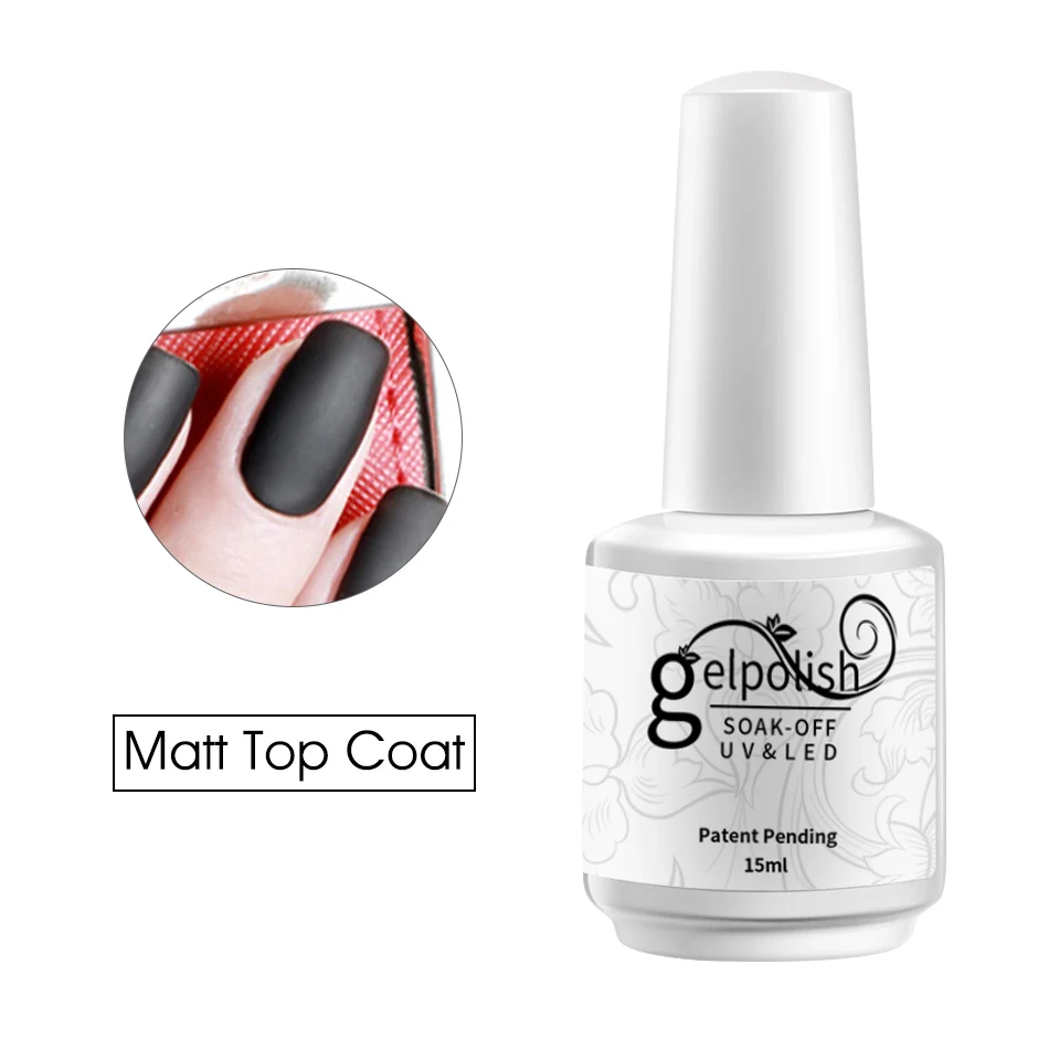 Matt Top Coat ROHWXY Гель-лак для ногтей 15 мл Светодиодный УФ-основа и верхнее покрытие стойкий закаленный маникюрный Топ усиленный гель для ногтей лак - Цвет: Matt Top Coat