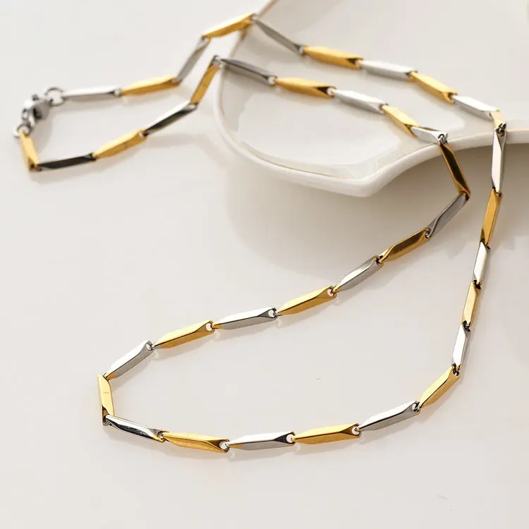 16-40 inch Silver Gold-color Stainless Steel Chain Necklace For Men Women Flat Wide 2/2.5/3/4 mm | Украшения и аксессуары