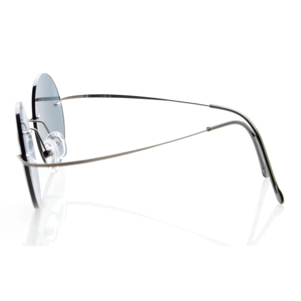 R15026 серые линзы Eyekepper Титан без оправы круглые очки для чтения Защита от солнца + 0