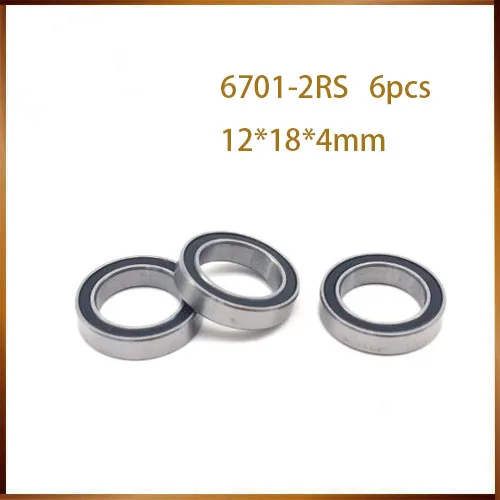 6701RS подшипник ABEC (6 шт.) 12x18x4 мм 6701 2RS шарикоподшипники 61701RS с оранжевым герметичным