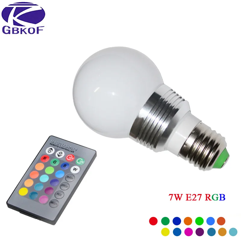 1 шт. 5 Вт 7 RGB декоративный светодиодный светильник E27 E14 AC 110 в 120 220 В с 24 клавишами