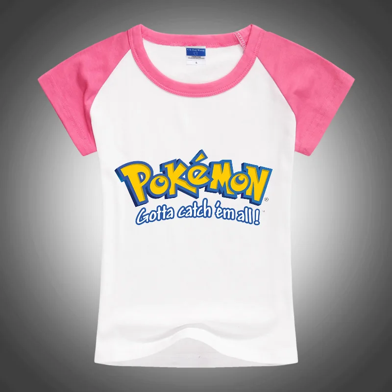 2016 Новый Аниме Мультфильм Покемон Пикачу Супер ПИЩУХА Дети Футболка С Коротким