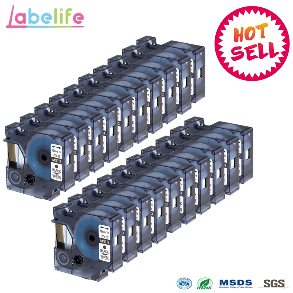 Labelife 20 упаковка 45013 черный на белом 12 мм лента DYMO D1 совместимый с dymo S0720530 для