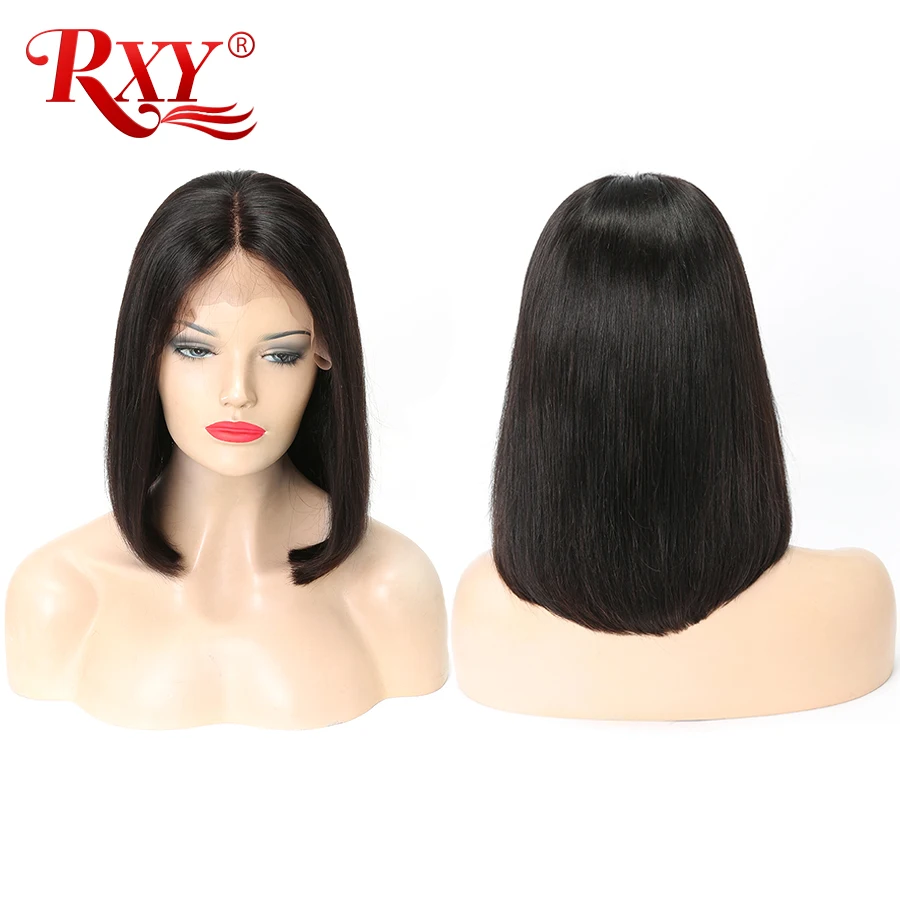 RXY короткий парик-Боб короткие человеческие волосы парики 12x6 Remy прямые кружева