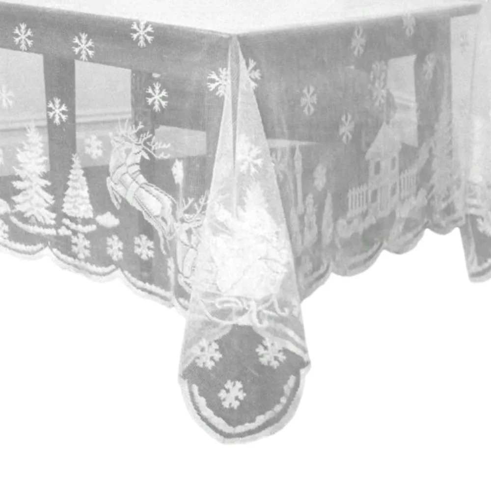 Прямоугольная белая кружевная скатерть, большие скатерти для рождественских праздников, вечерние скатерти, свадебные банкеты, украшения для дома# Y - Цвет: 152X213cm
