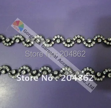 Высококачественная пластиковая черная основа с кристаллами SS6 10 ярдов|trims for